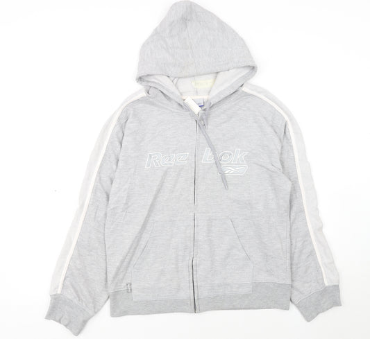 Reebok Women’s Grey Full Zip Hoodie Size 16 XL Drawstring Pockets Casual