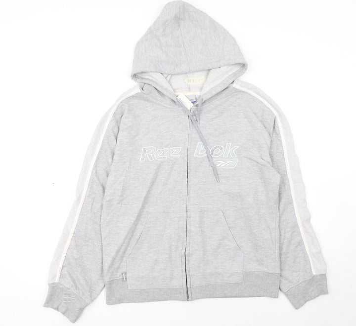 Reebok Women’s Grey Full Zip Hoodie Size 16 XL Drawstring Pockets Casual