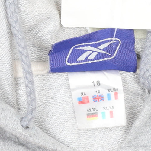 Reebok Women’s Grey Full Zip Hoodie Size 16 XL Drawstring Pockets Casual