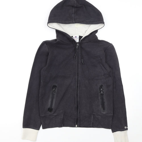 Champion Women's Black Small Full Zip Hoodie Fleece Lined Casual