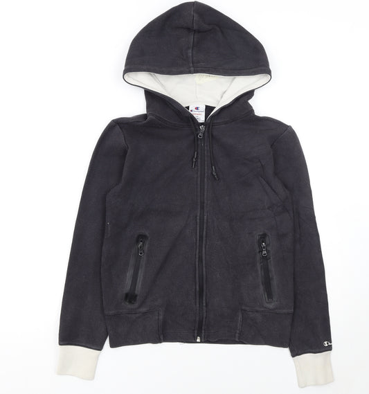 Champion Women's Black Small Full Zip Hoodie Fleece Lined Casual