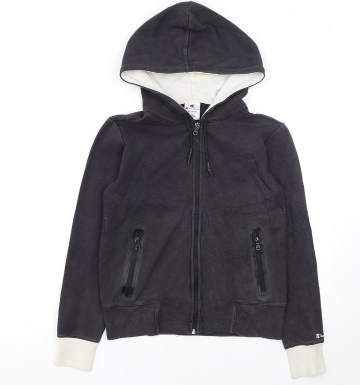 Champion Women's Black Small Full Zip Hoodie Fleece Lined Casual