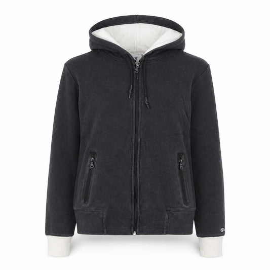 Front view of Champion Women's Black Small Full Zip Hoodie Fleece Lined Casual