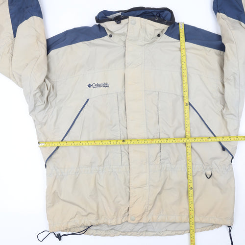 Columbia Men's Beige Blue XL Windbreaker Hooded Jacket