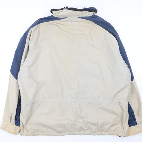 Columbia Men's Beige Blue XL Windbreaker Hooded Jacket