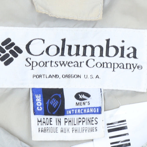 Columbia Men's Beige Blue XL Windbreaker Hooded Jacket
