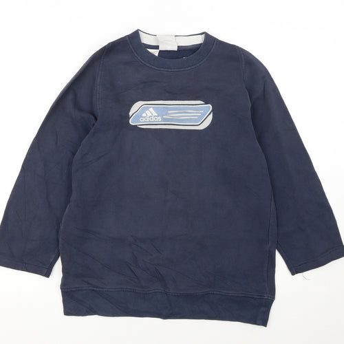Adidas Boys Navy Blue Crew Neck Sweatshirt Size 12-13 Years Casual