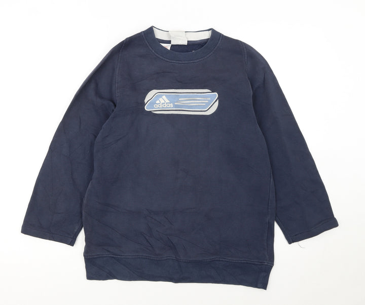 Adidas Boys Navy Blue Crew Neck Sweatshirt Size 12-13 Years Casual