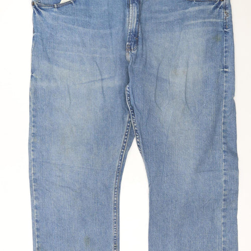 Wrangler Men's Blue Straight Denim Jeans 44x30 Relaxed Fit