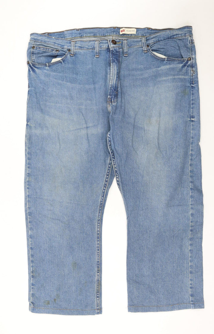 Wrangler Men's Blue Straight Denim Jeans 44x30 Relaxed Fit