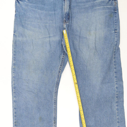 Wrangler Men's Blue Straight Denim Jeans 44x30 Relaxed Fit