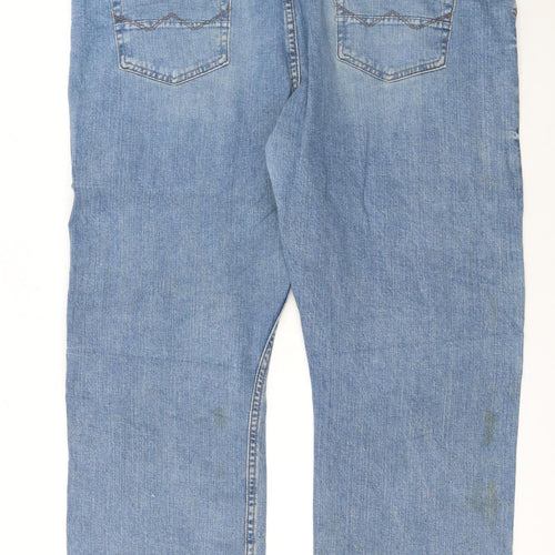 Wrangler Men's Blue Straight Denim Jeans 44x30 Relaxed Fit