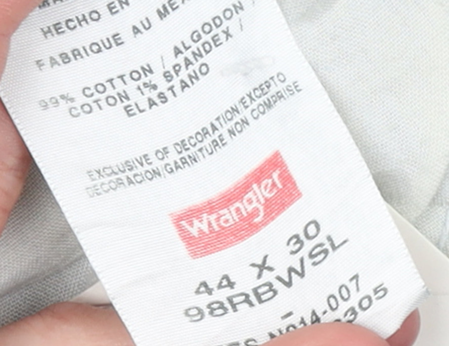 Wrangler Men's Blue Straight Denim Jeans 44x30 Relaxed Fit