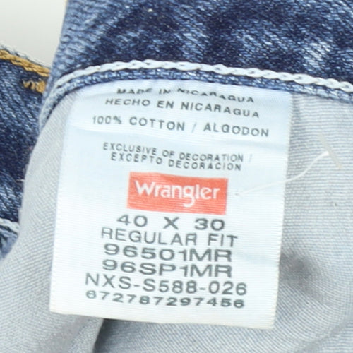 Wrangler Men’s Blue 40x30 Regular Fit Straight Denim Jeans