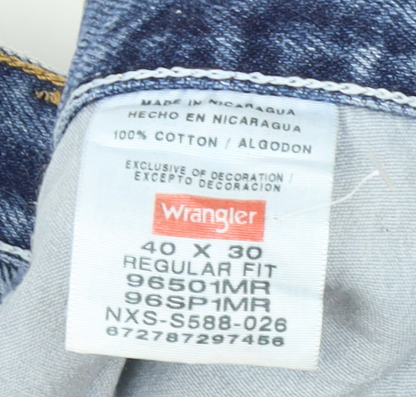 Wrangler Men’s Blue 40x30 Regular Fit Straight Denim Jeans