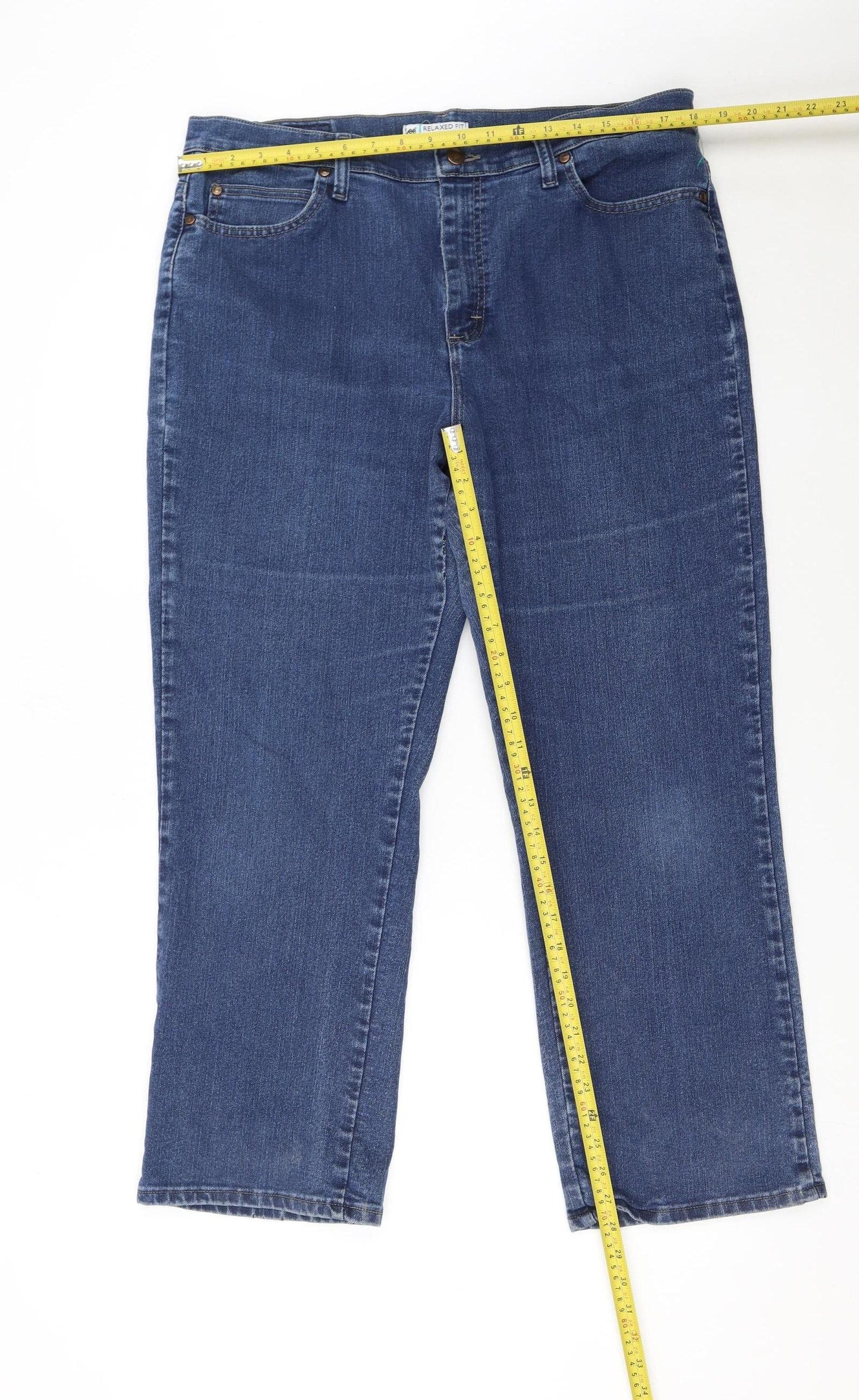 Lee Women’s Blue Relaxed Fit Straight Jeans Size 16 Short Denim