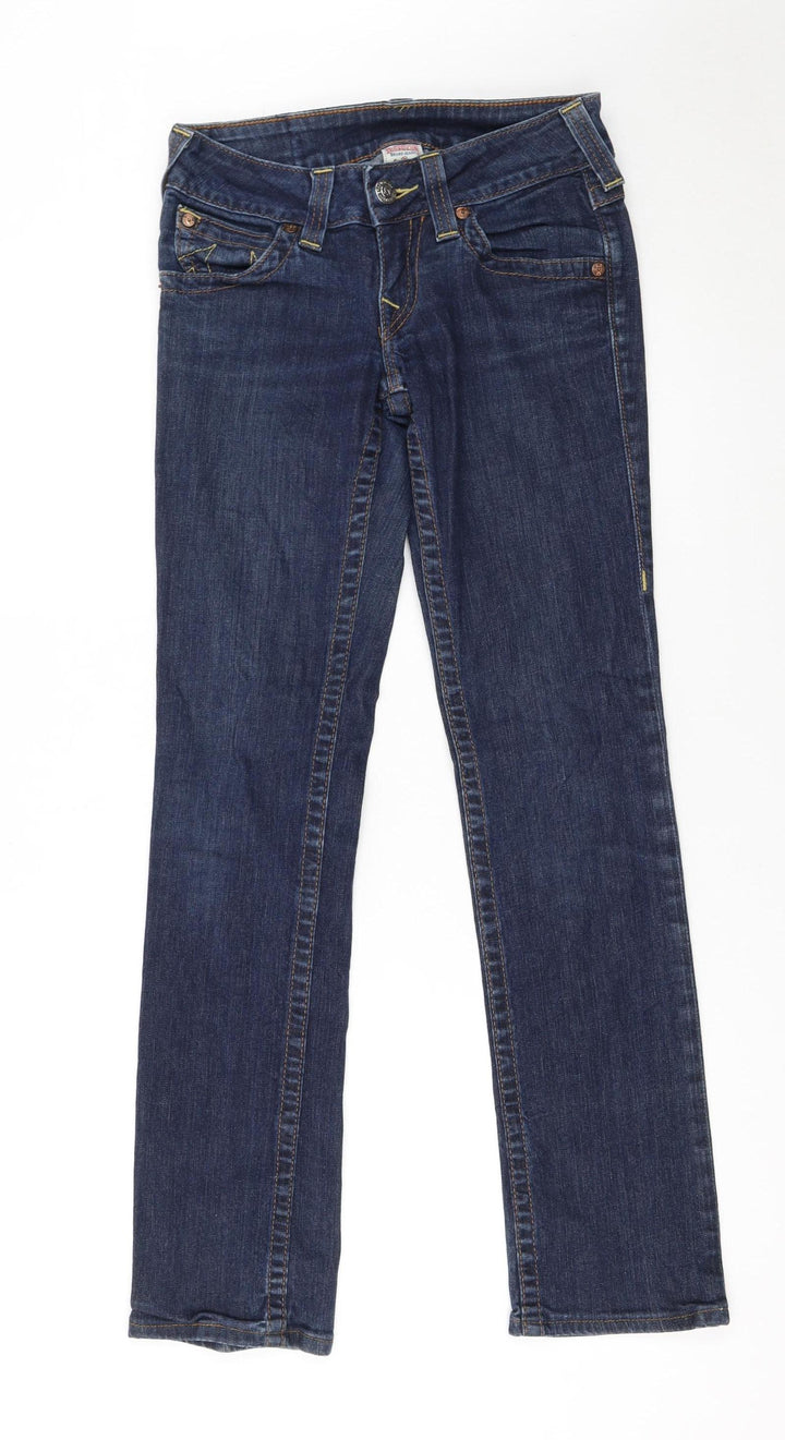 True Religion Women Blue Slim Straight Jeans Size 25 Denim USA Made