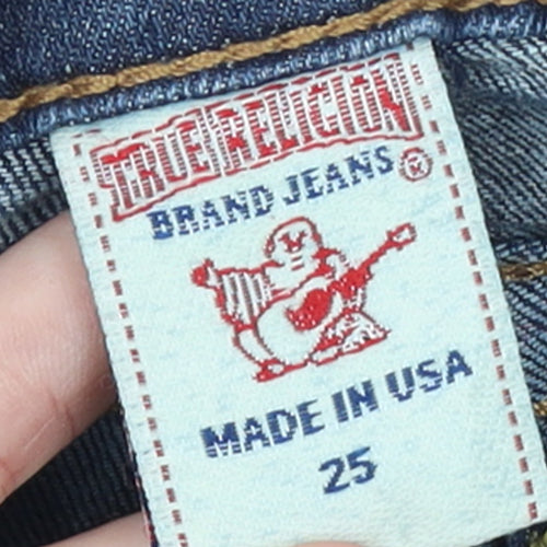 True Religion Women Blue Slim Straight Jeans Size 25 Denim USA Made