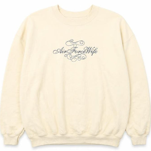 Gildan Women Beige Air Force Wife Pullover Sweatshirt L Heavyweight