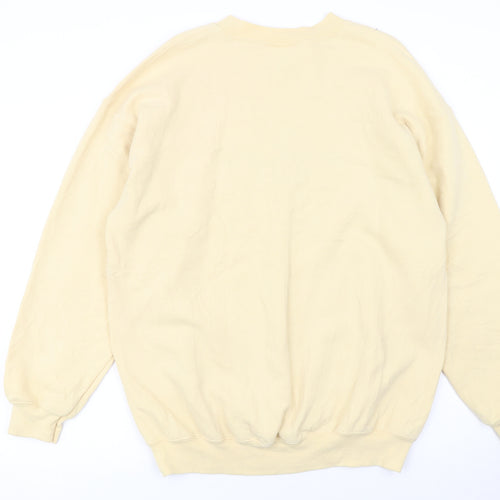 Gildan Women Beige Air Force Wife Pullover Sweatshirt L Heavyweight