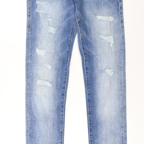 True Religion Women's Blue Distressed Skinny Jeans Size 28