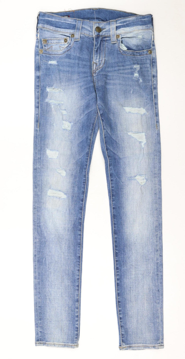 True Religion Women's Blue Distressed Skinny Jeans Size 28