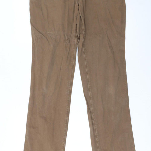 Eddie Bauer Women's Brown Chino Trousers L Regular Fit Cotton