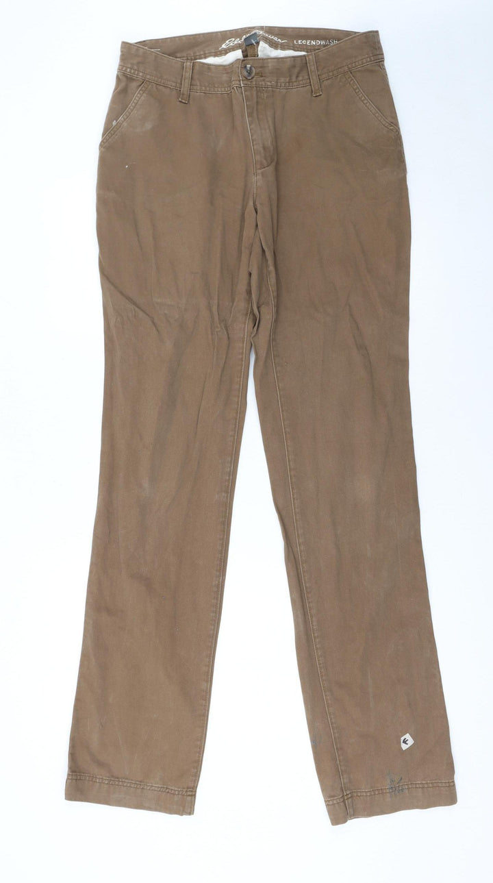 Eddie Bauer Women's Brown Chino Trousers L Regular Fit Cotton