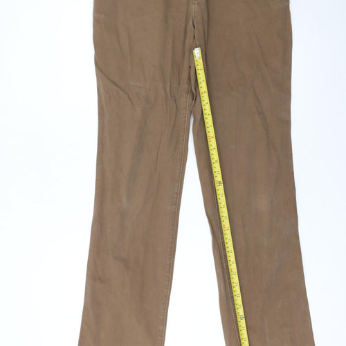 Eddie Bauer Women's Brown Chino Trousers L Regular Fit Cotton