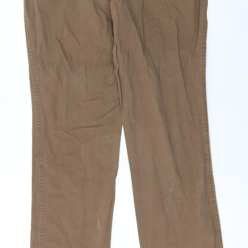 Eddie Bauer Women's Brown Chino Trousers L Regular Fit Cotton