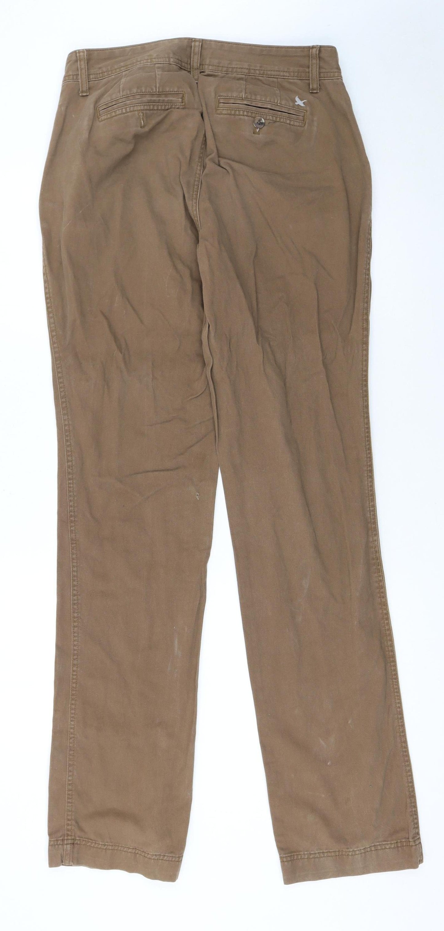 Eddie Bauer Women's Brown Chino Trousers L Regular Fit Cotton