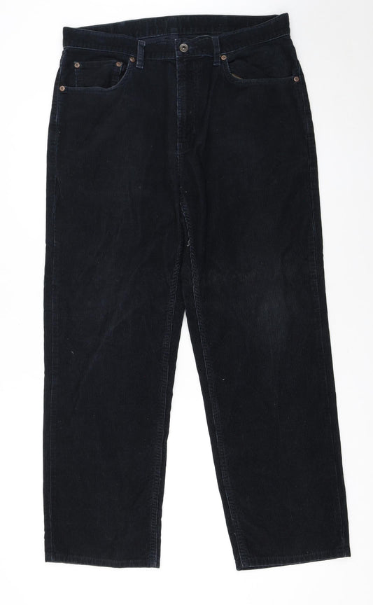 L.L.Bean Men's Black Corduroy Trousers Size 34x30 Straight Fit