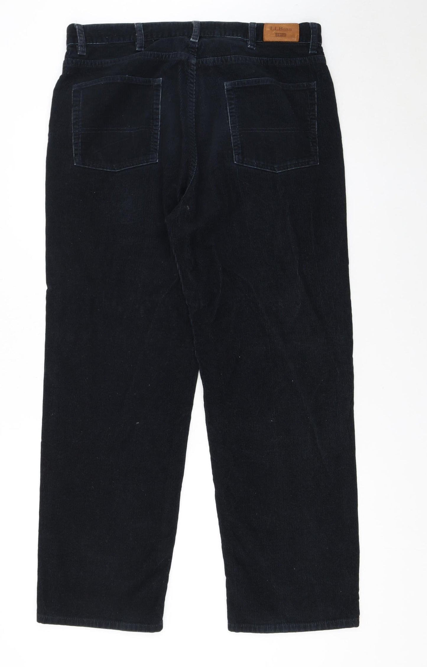 L.L.Bean Men's Black Corduroy Trousers Size 34x30 Straight Fit