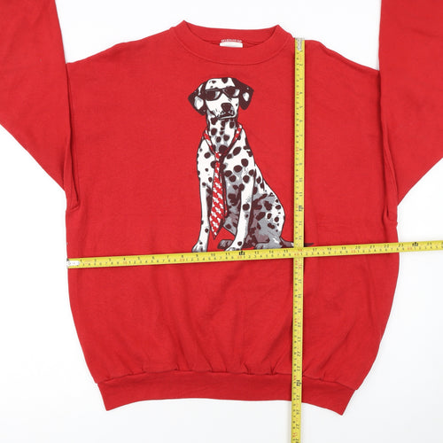 Tultex Women Red Dalmatian Graphic Sweatshirt XL Crew Neck Pullover