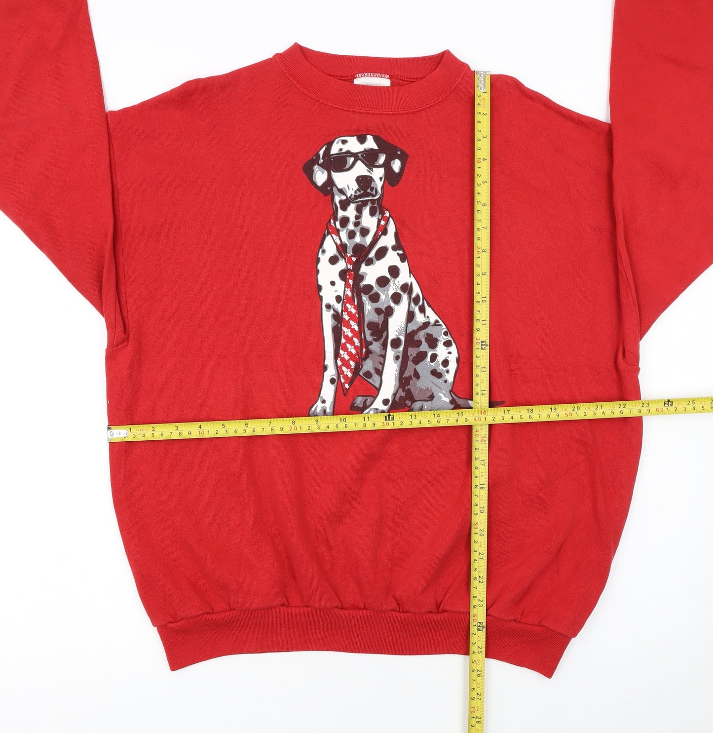 Tultex Women Red Dalmatian Graphic Sweatshirt XL Crew Neck Pullover