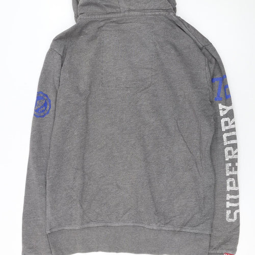 Superdry Women Grey Full Zip Hoodie Size L Track Graphic