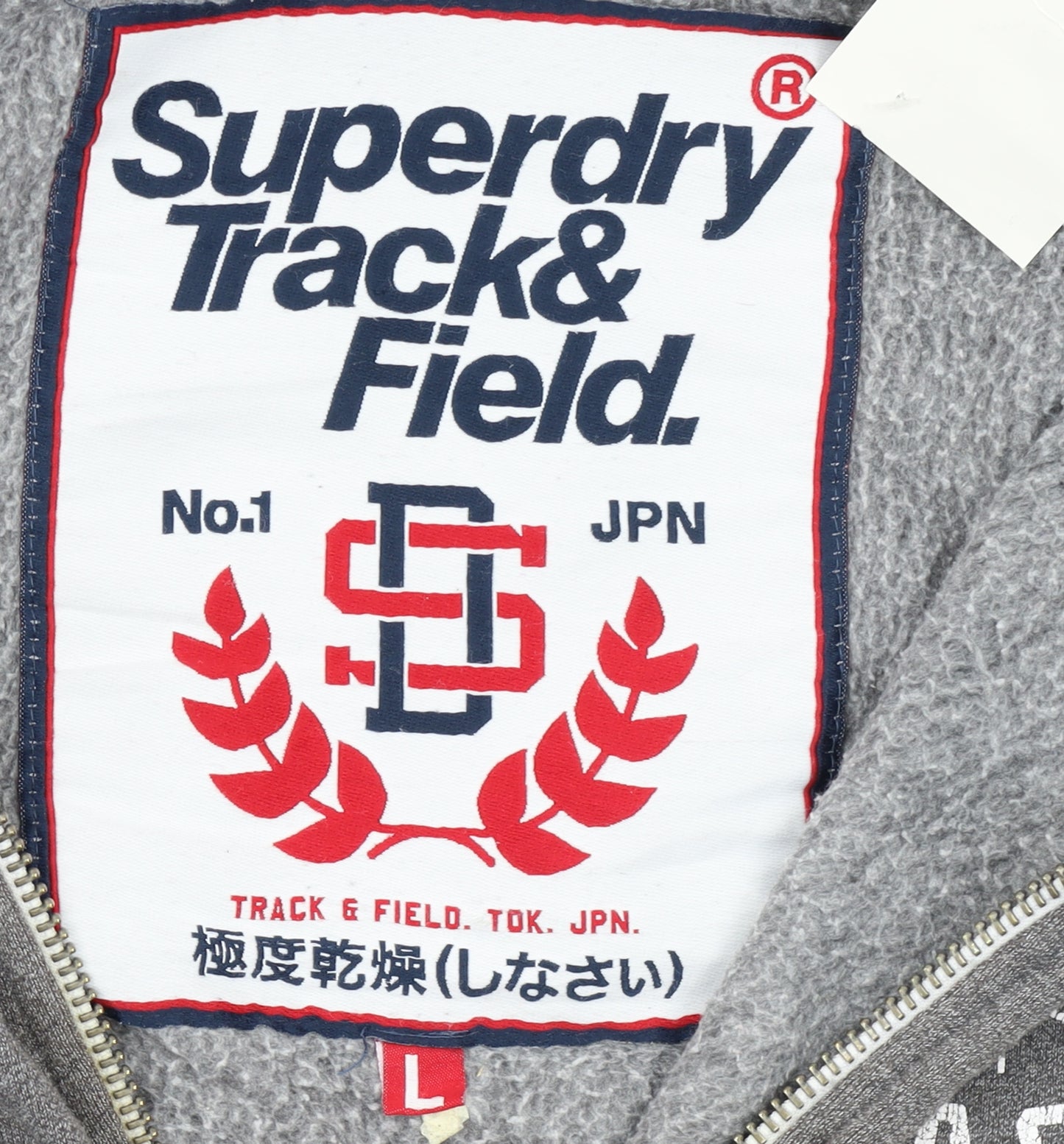 Superdry Women Grey Full Zip Hoodie Size L Track Graphic