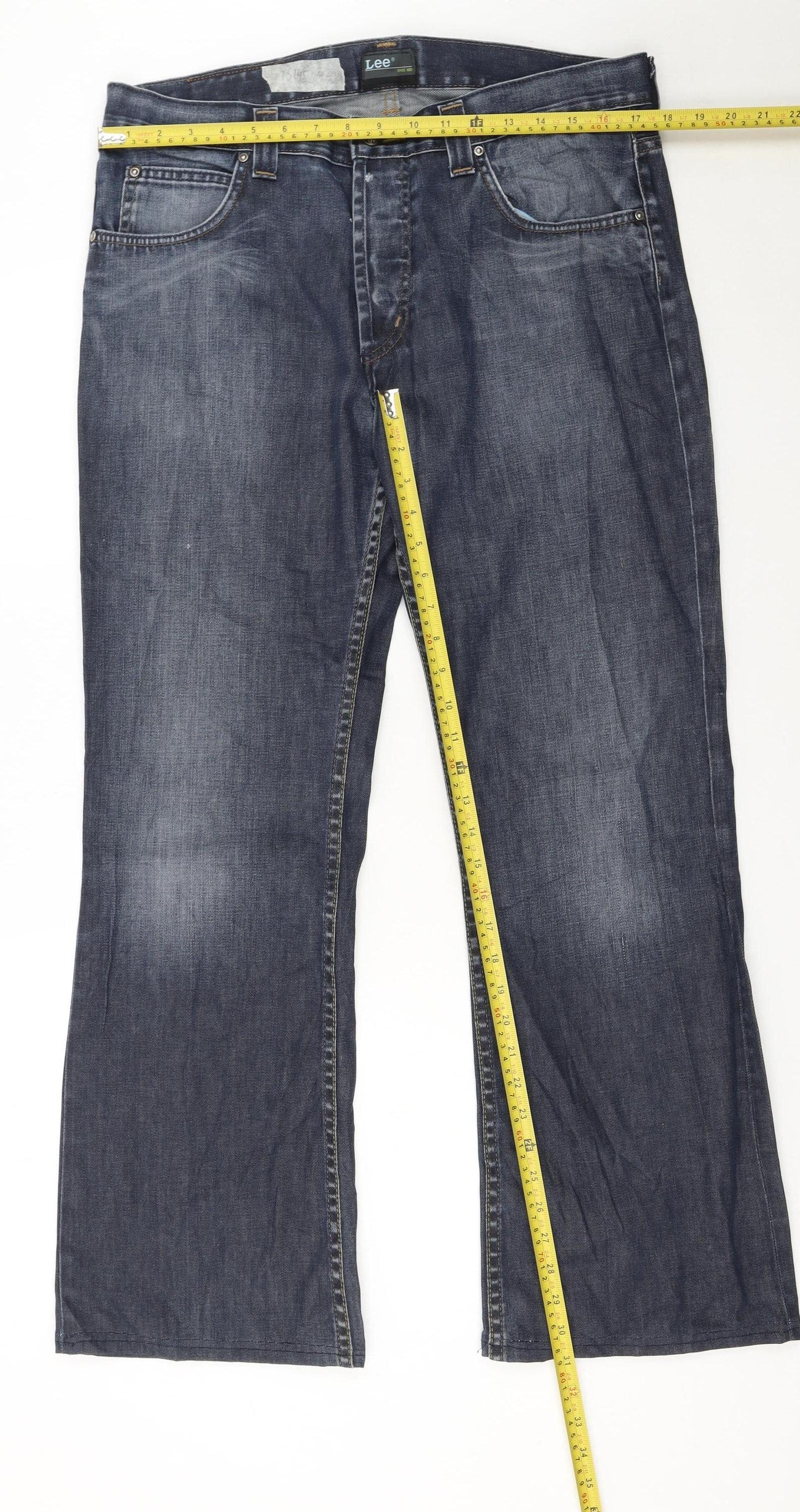 Lee Women Blue Denim Straight Jeans Size 20 Mid Rise 5-Pocket