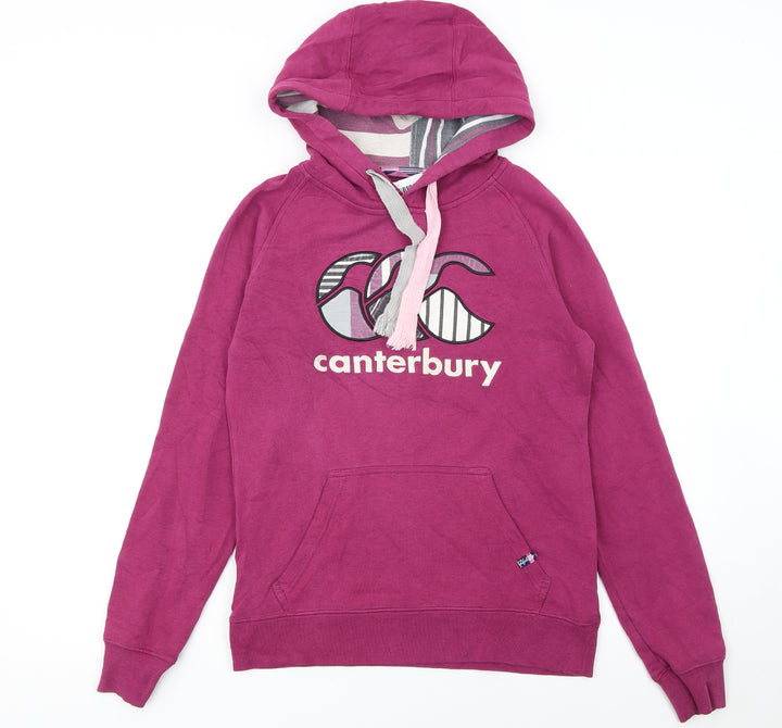 Canterbury Womens Pink Pullover Hoodie Size 8 Cotton Logo Lined
