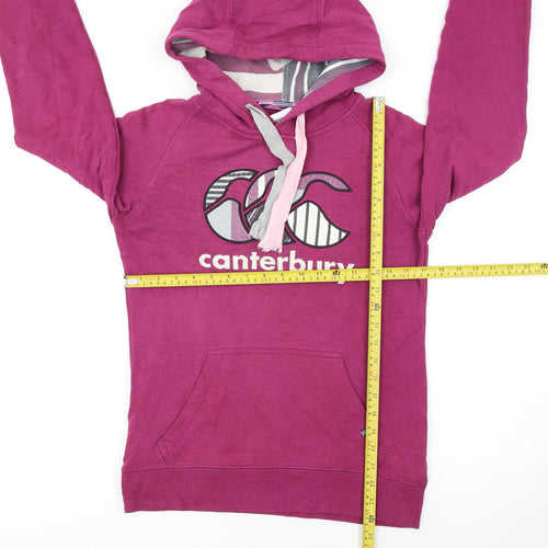Canterbury Womens Pink Pullover Hoodie Size 8 Cotton Logo Lined