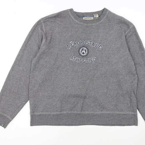 Aeropostale Women's Grey Pullover Sweatshirt XL Cotton Blend Athletics Logo