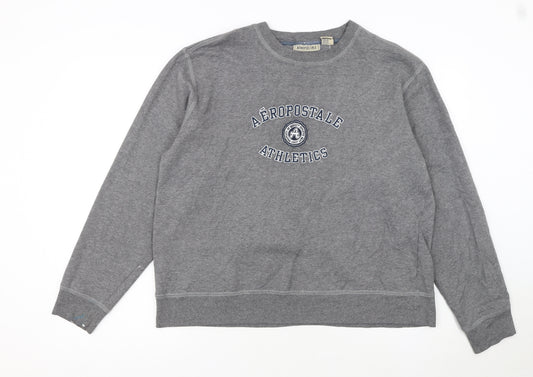 Aeropostale Women's Grey Pullover Sweatshirt XL Cotton Blend Athletics Logo