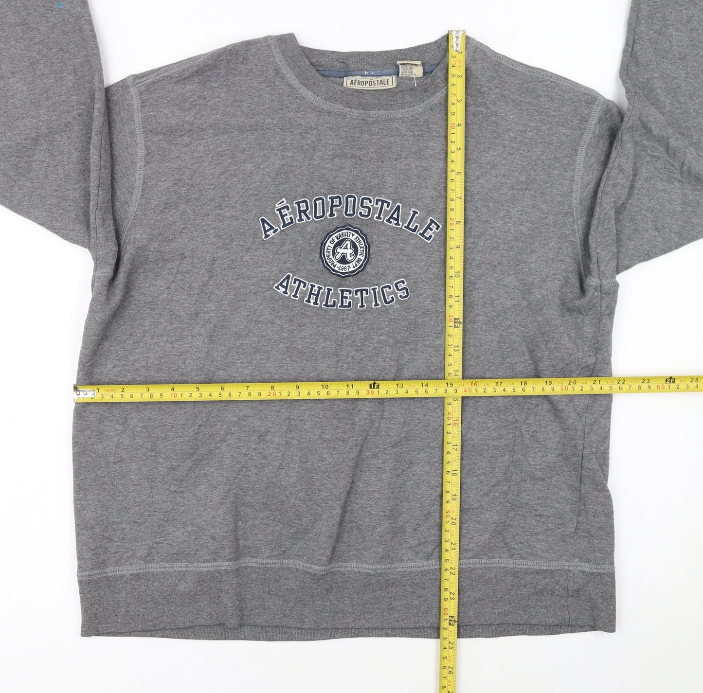 Aeropostale Women's Grey Pullover Sweatshirt XL Cotton Blend Athletics Logo