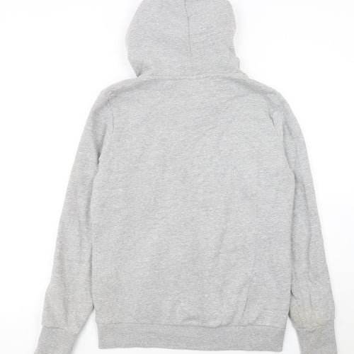 Superdry Womens Grey Hoodie UK 14 Pullover Logo Front Pocket