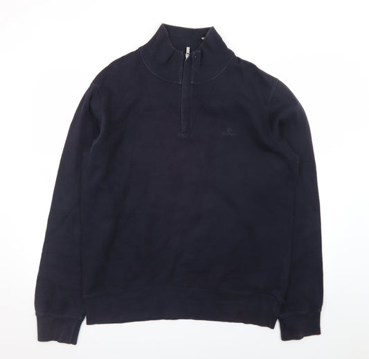 Gant Men's Blue XL 1/4 Zip Cotton Sweatshirt