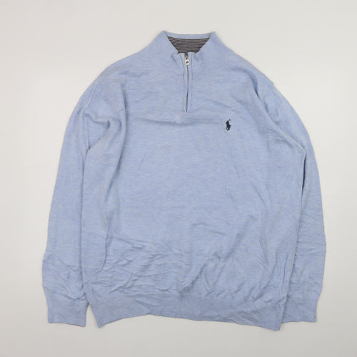 Polo Ralph Lauren Men’s Blue Cotton 2XL 1/4 Zip Jumper