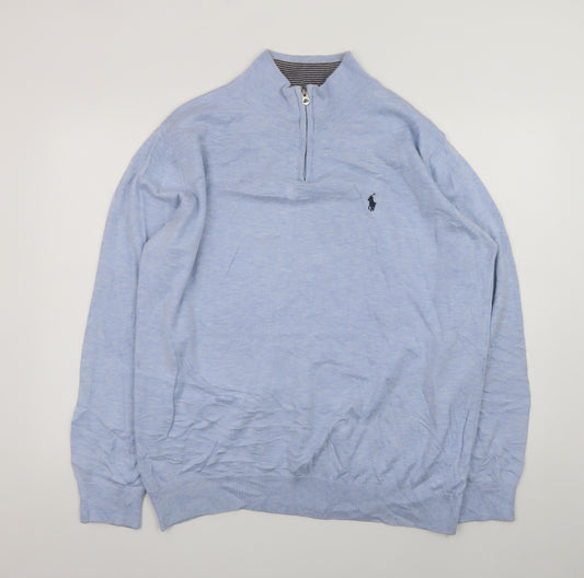 Polo Ralph Lauren Men’s Blue Cotton 2XL 1/4 Zip Jumper