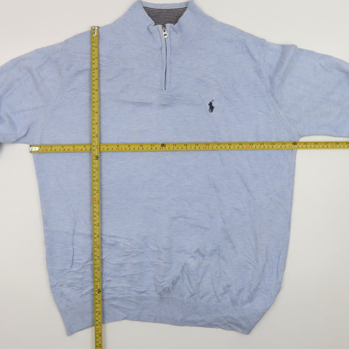 Polo Ralph Lauren Men’s Blue Cotton 2XL 1/4 Zip Jumper