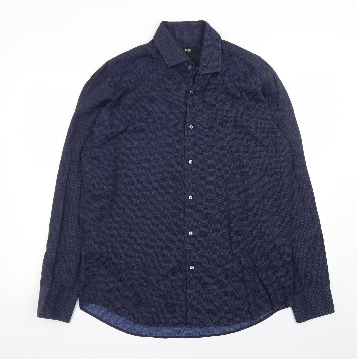 Hugo Boss Men's Blue Regular Fit Long Sleeve Button-Up Shirt Size 16.5