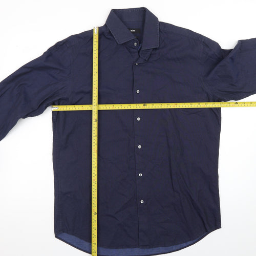 Hugo Boss Men's Blue Regular Fit Long Sleeve Button-Up Shirt Size 16.5